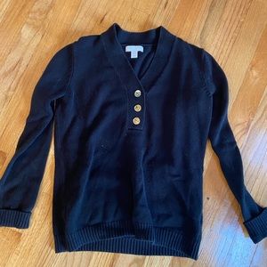Black sweater with gold buttons